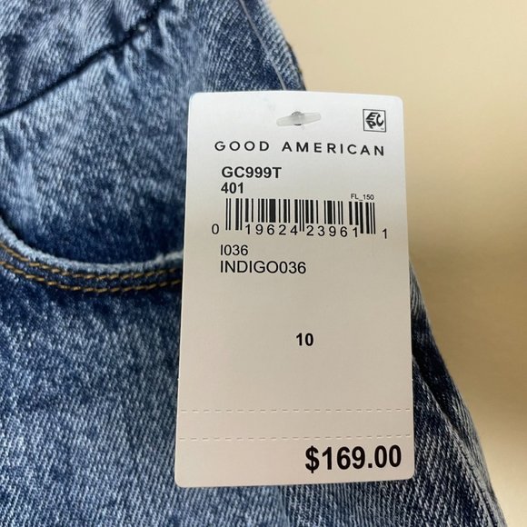 Good American Good Classic Denim Distressed Jeans Size 30 NWT Acid Wash - Picture 7 of 11